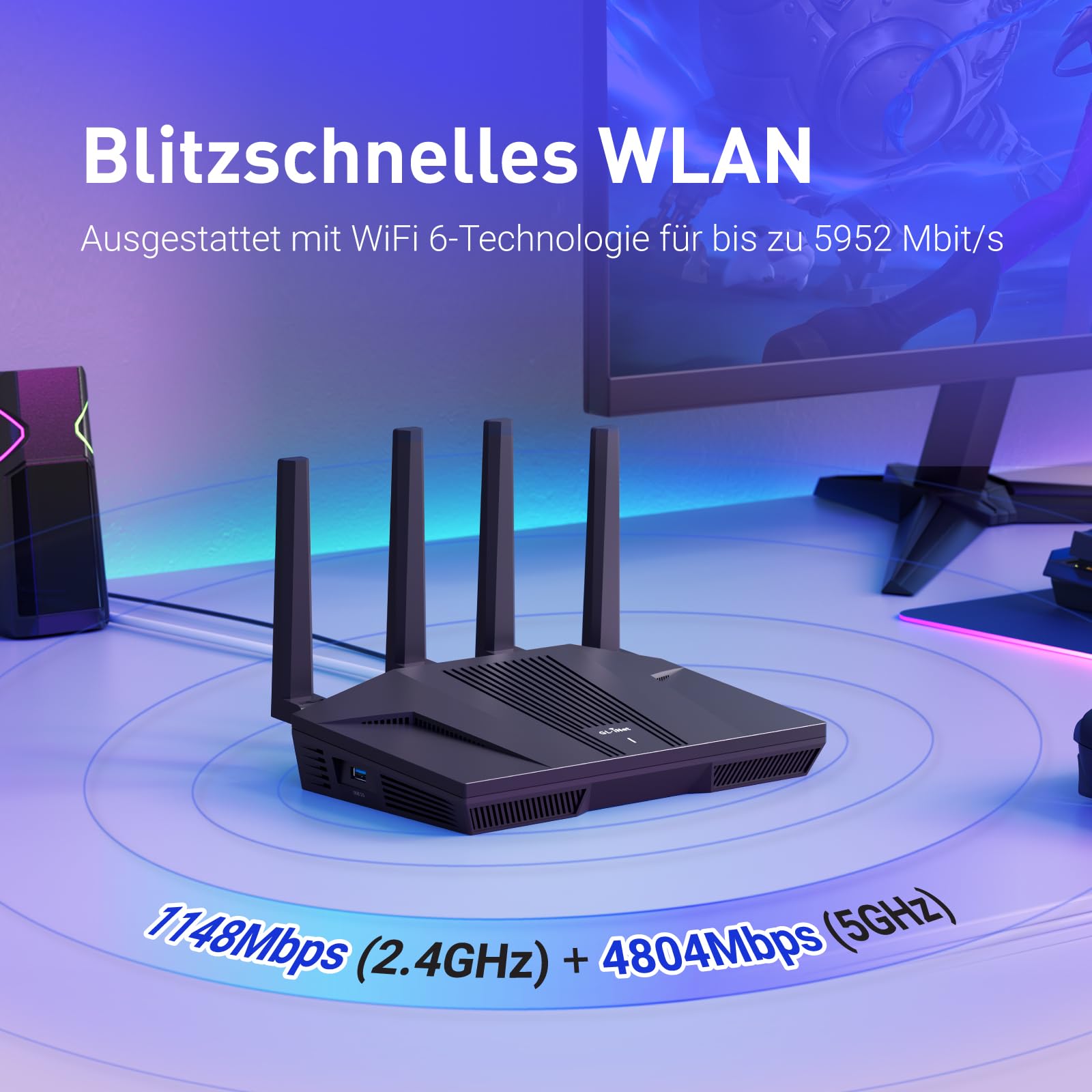 GL.iNet GL-MT6000 (Flint 2) – Wi-Fi 6 Gaming Router mit 2×2.5G & 4×Gigabit-Ports – Bild 5