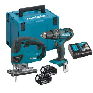 Makita DLX2134TJ 18v LXT Doppelset DJV180 Stichsäge & DHP482 Schlagbohrschrauber inkl. 2x 5.0Ah Akkus